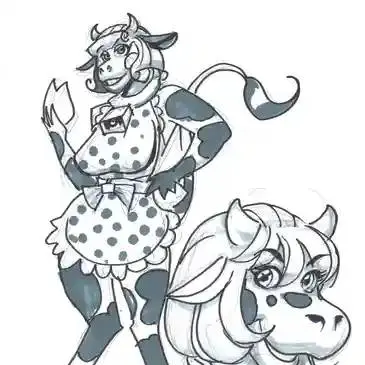 A cow and a girl are standing next to each other.